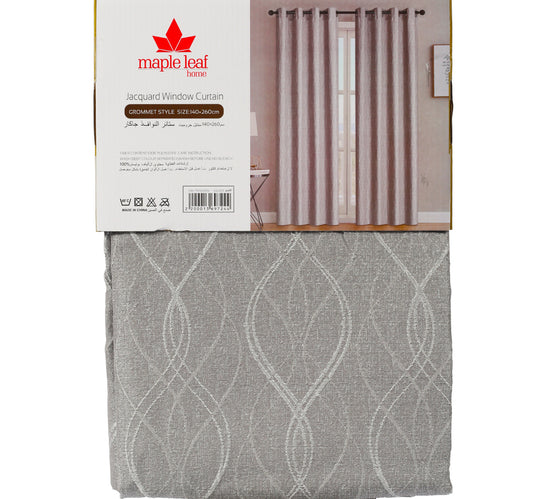 Maple Leaf Home Jacquard Window Curtain 140 x 260cm Silver