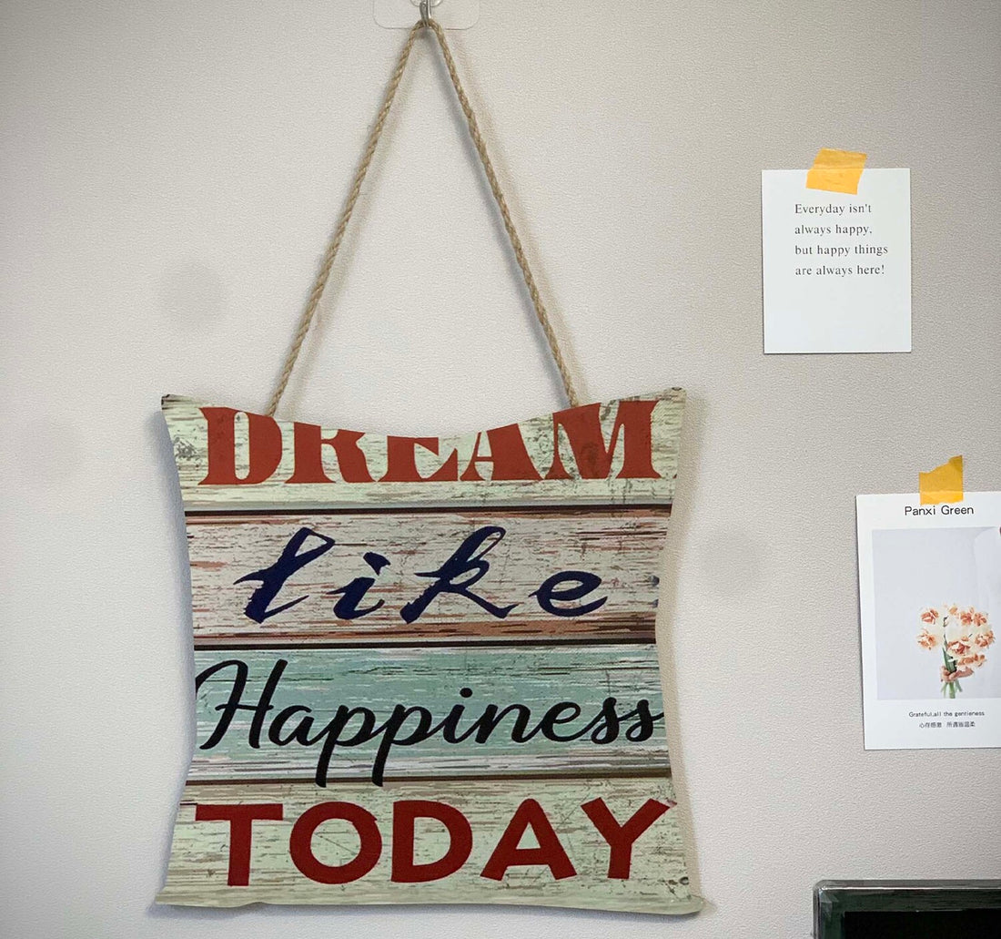 Maple Leaf Dream Like Happiness Today Sign Wooden Pallet Wall Art Hanging Board, 30 x 28 cm, 20YX084