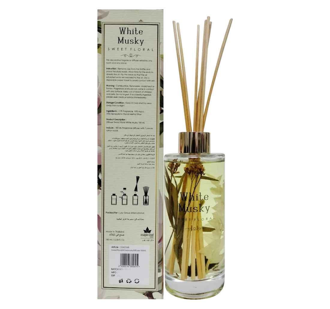 Maple Leaf Home Sweet Floral, White Musky Fragrance Oil Diffuser, 180 ml