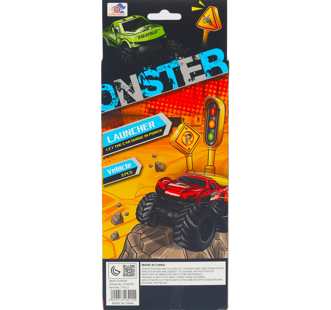Skid Fusion Monster Car 3pcs 779-21 Assorted
