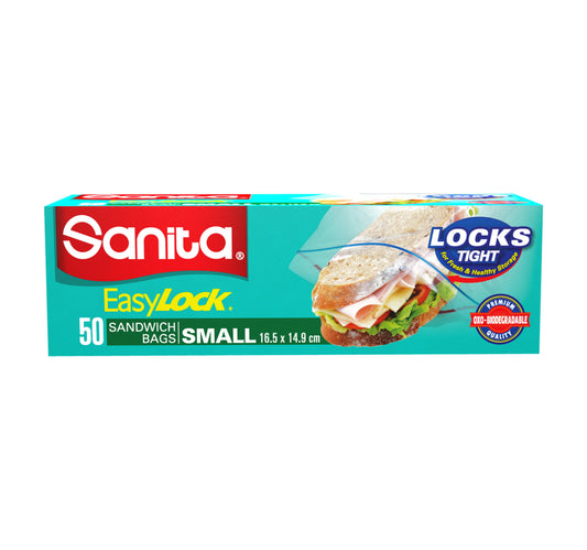Sanita Easy Zip Lock Food Storage Small Size 16.5 x 14.9cm 50pcs