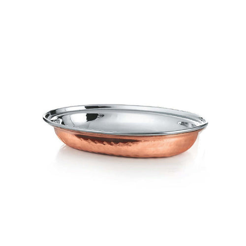 Chefline Double Wall Copper Oval Curry Dish, 23 cm