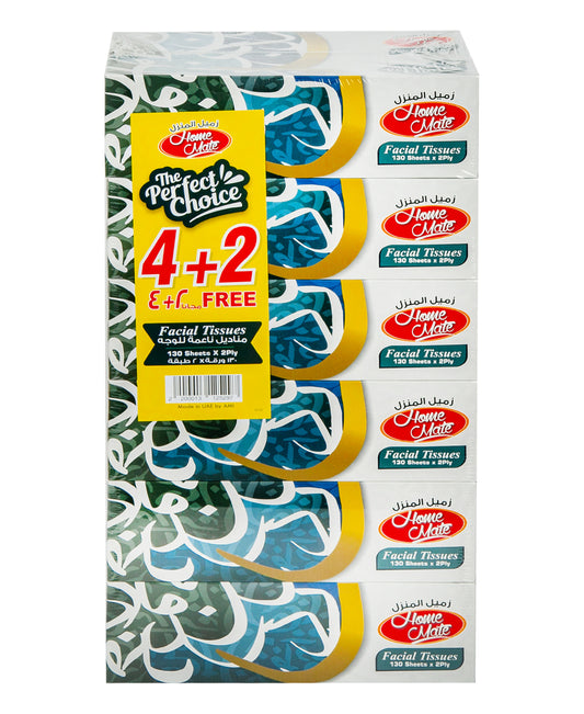 Home Mate Facial Tissue 2ply 130 Sheets 4+2