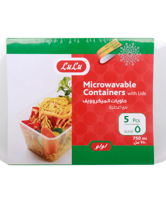 LuLu Microwavable Containers with Lids 750 ml 5 pcs