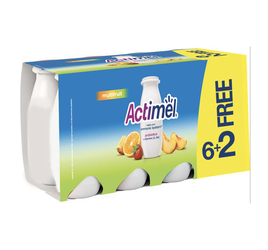 Actimel Immunity Support Multi-Fruit Flavored Low Fat Yogurt Drink 93 ml 6+2