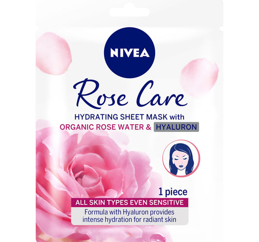 Nivea Rose Care Hydrating Face Sheet Mask with Organic Rose Water and Hyaluron Intense Moisture 1 pc