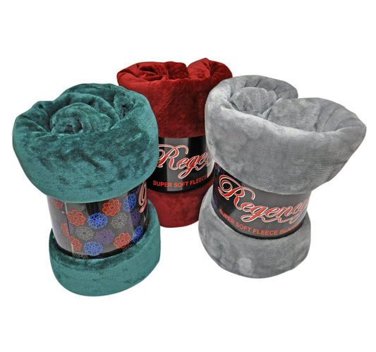 Regency Fleece Blanket 200x220cm Assorted Colors 1pc