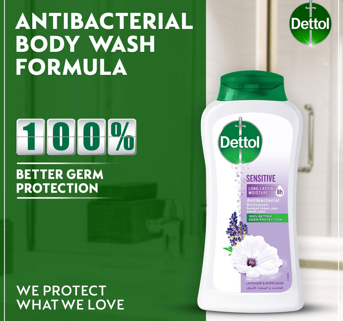 Dettol Sensitive Shower Gel & Body Wash Lavender & White Musk Scent 250 ml