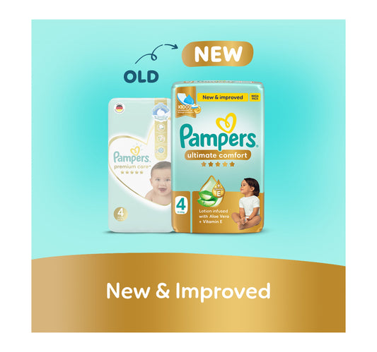 Pampers Ultimate Comfort Taped Diapers, Size 4, 9-14kg, Giant Pack, 66 pcs