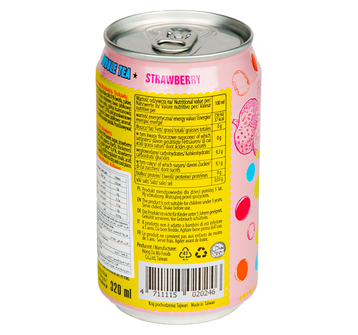 Madam Hong Lady Boba Bubble Tea Peach Strawberry & Black Tea 320 ml