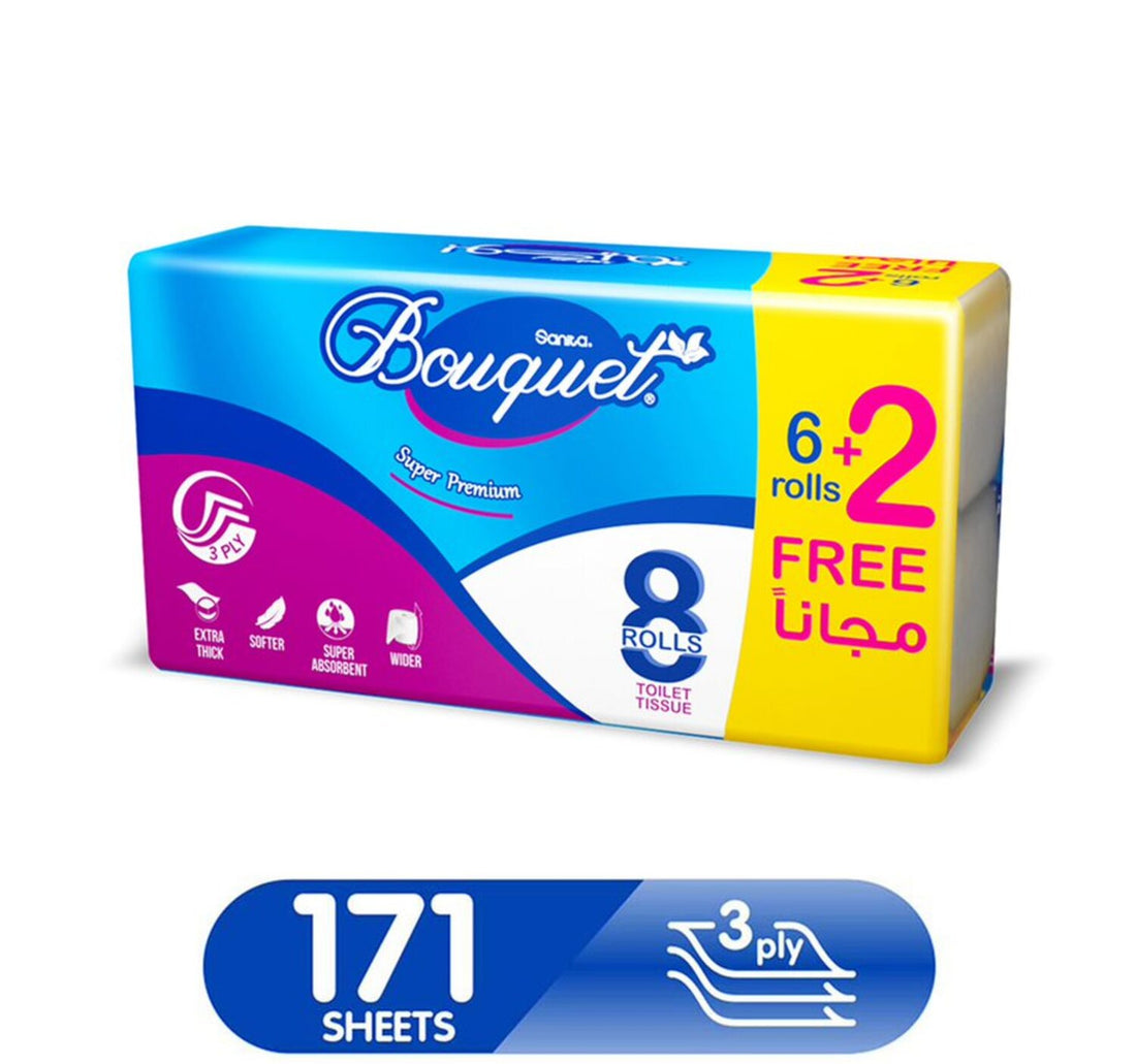 Sanita Bouquet Toilet Tissue 3ply 8 Rolls