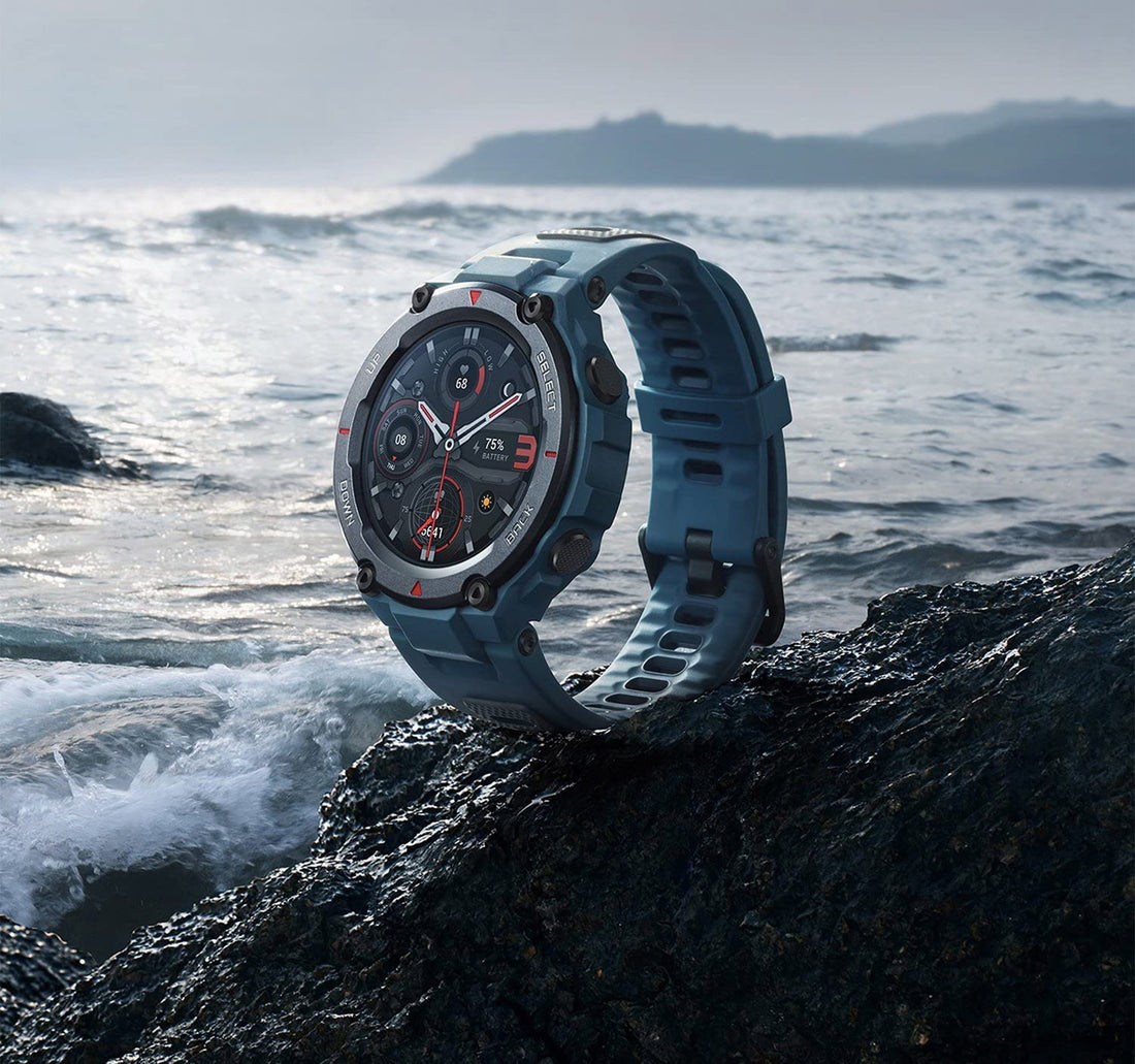 Amazfit T-Rex Pro Smart Watch(A2013 ) with GPS, Outdoor Fitness Watch for Men, Military Standard Certified, 100+ Sports Modes, 10 ATM Waterproof, 18 Day Battery Life, Blood Oxygen Heart Rate Monitor,Steel Blue