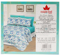 طقم ملاءات سرير بنقشة أوراق القيقب، 240 × 260 سم، 6 قطع متنوعة