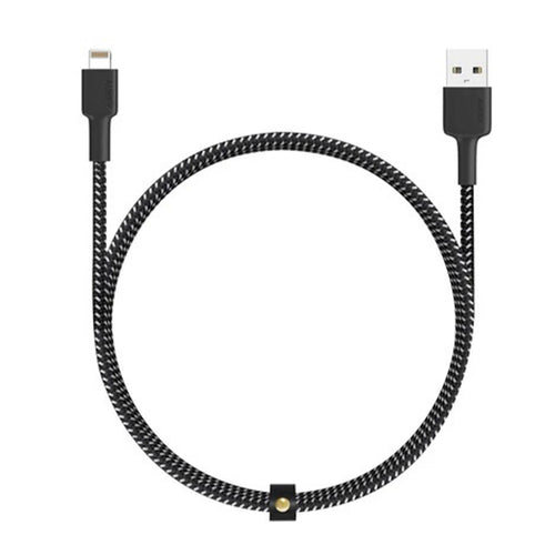 Aukey CB-BAL4 Braided Nylon MFI Lightning Cable - 2 meter(AKY-CB-BAL4-LGT-2M-BLK) Lulu Hypermarket