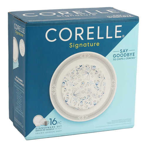 Corelle Dinner Set 16pcs Prairie Garden Gray 1135320