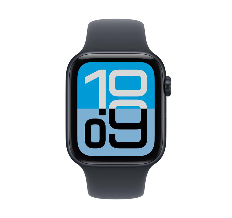 ساعة Apple Watch SE 3 الذكية بنظام تحديد المواقع العالمي (GPS)، هيكل من الألومنيوم باللون الليلي مقاس 40 مم مع سوار رياضي باللون الليلي (صغير/متوسط)، MEH94AF/A