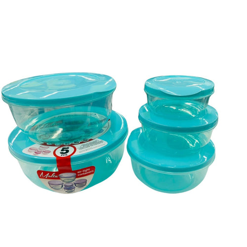 Master Cook Malta Round Food Container Set, Assorted, 5 pcs