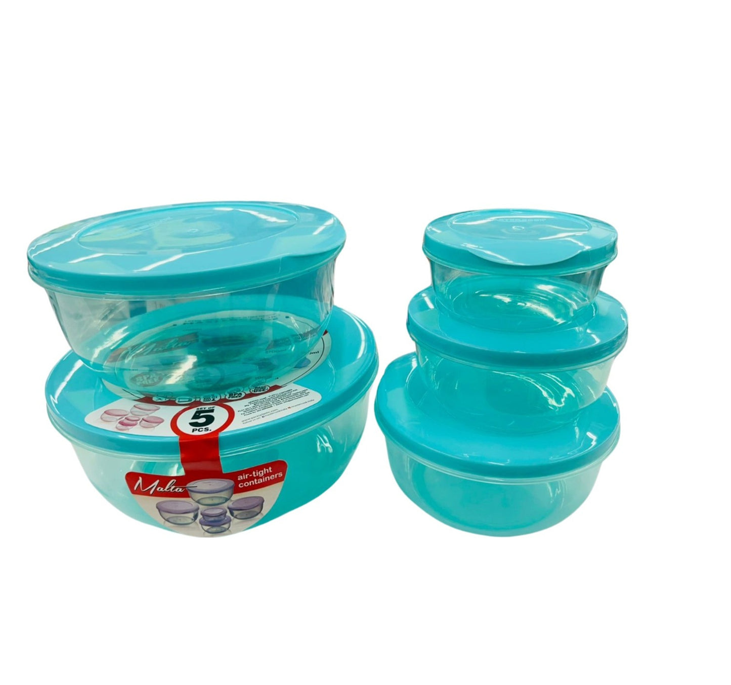Master Cook Malta Round Food Container Set, Assorted, 5 pcs