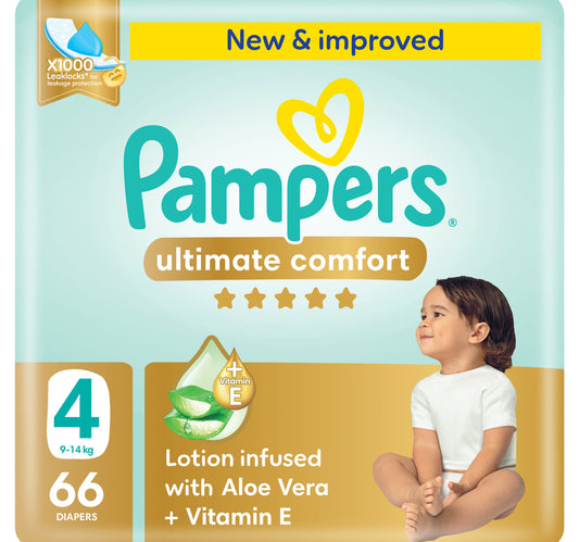 Pampers Ultimate Comfort Taped Diapers, Size 4, 9-14kg, Giant Pack, 66 pcs