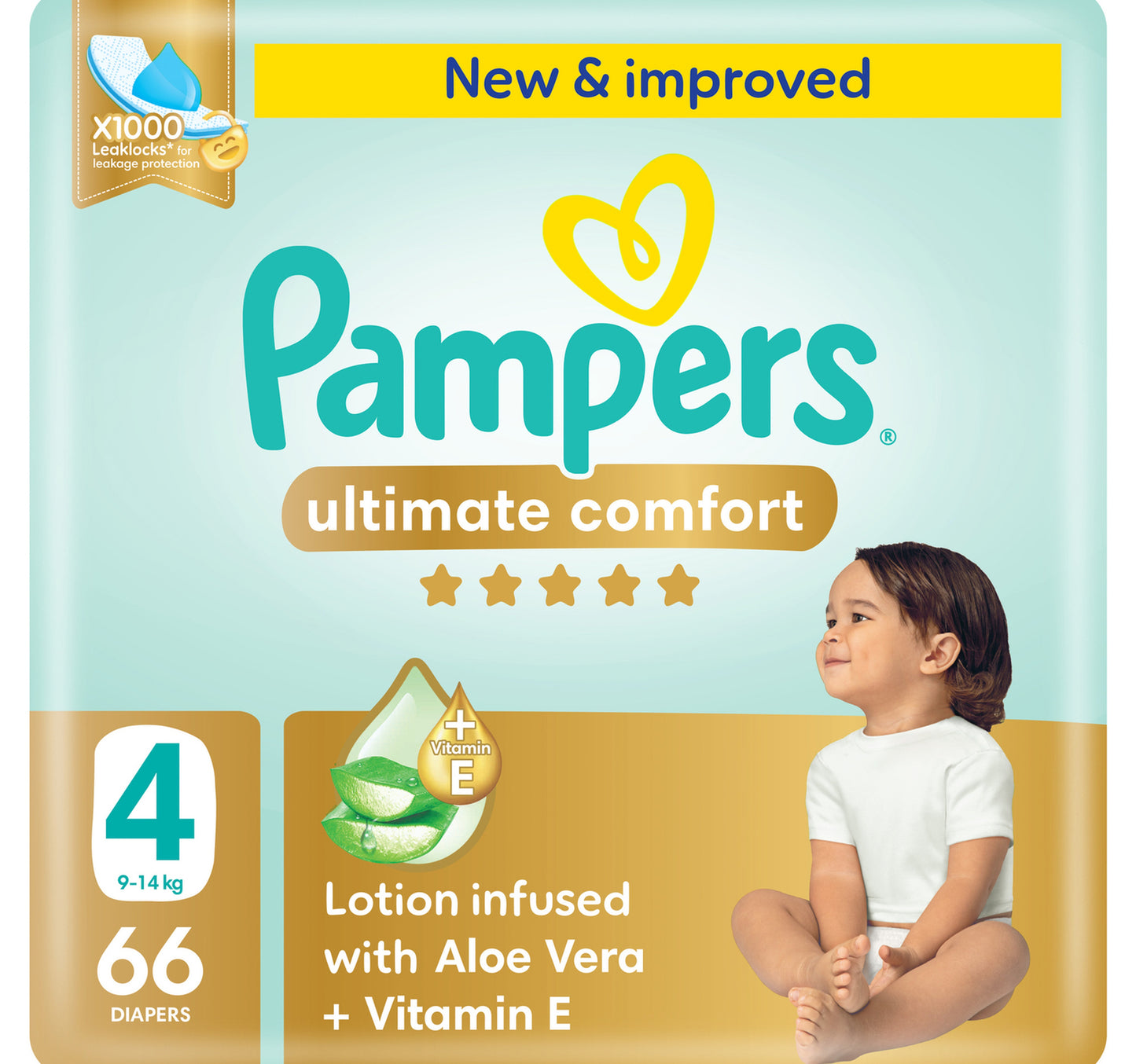 Pampers Ultimate Comfort Taped Diapers, Size 4, 9-14kg, Giant Pack, 66 pcs