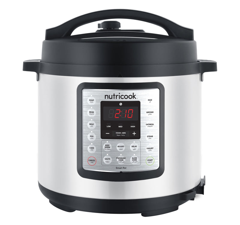Nutricook Smart Pot Eko 9 in 1 Electric Pressure Cooker, 6 L, 1000 W, 14 Smart Programs, Stainless Steel, NC-SPEK6