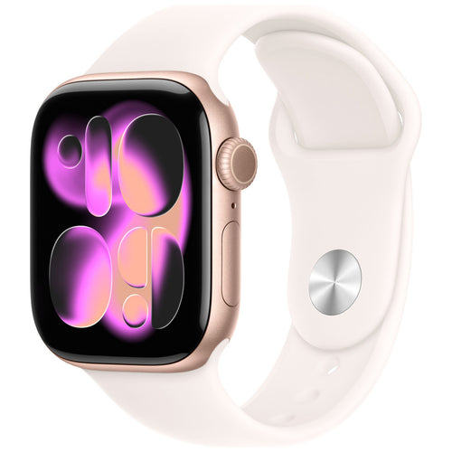 Apple Watch Series 11 GPS + Cellular Smartwatch, 42 mm Rose Gold Aluminium Case with Light Blush Sport Band (S/M), MEU04AF/A