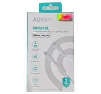 Aukey Nylon Braided USB C to Lightning Cable, 1m, White, CB-NCL1