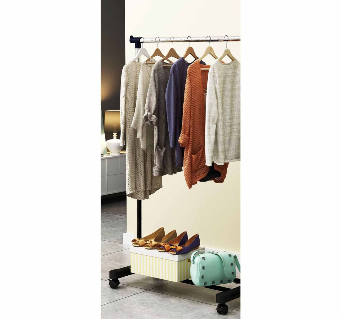 Maple Leaf Home Metal Garment Rack, Height Adjustable Clothes Rail with Wheels, KT88B1033