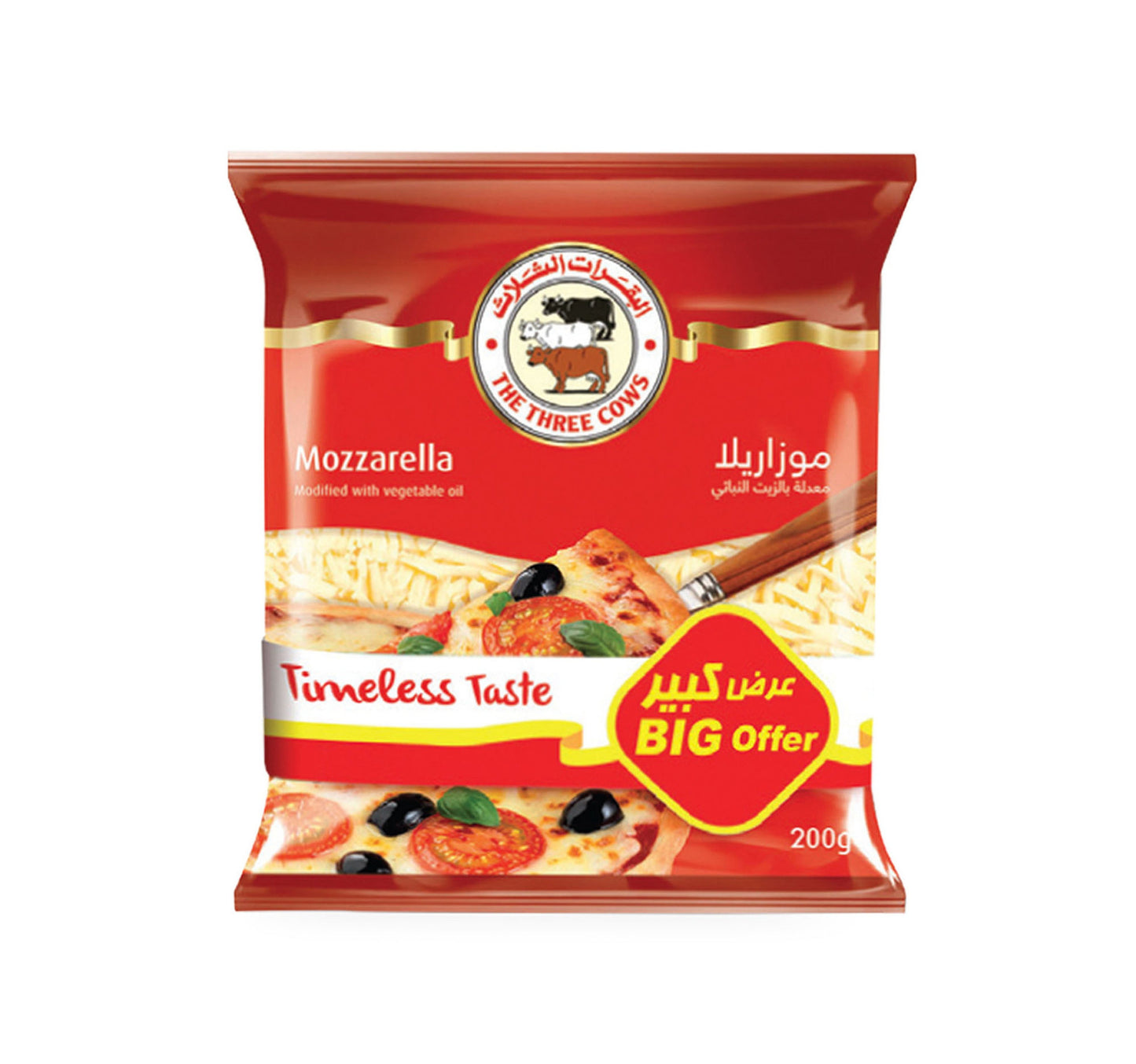 The Three Cows Shredded Mozzarella Cheese 2 x 200 g