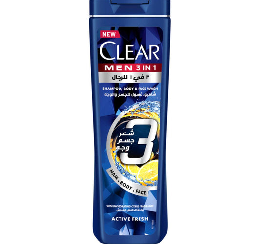 Clear Men 3in1 Active Fresh Shampoo Body & Face Wash 400 ml