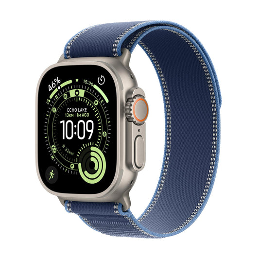 Apple Watch Ultra 3 GPS + Cellular Smartwatch, 49 mm Natural Titanium Case with Blue/Bright Blue Trail Loop (M/L), MEWU4AF/A