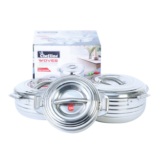 Chefline Waves Stainless Steel Hot Pot, 1L + 1.5L + 2.5L