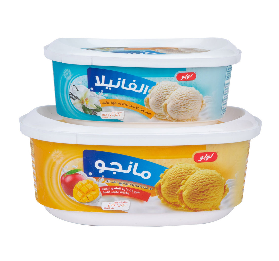 LuLu Ice Cream Mango 1 Litre + Vanilla Value Pack 500 ml