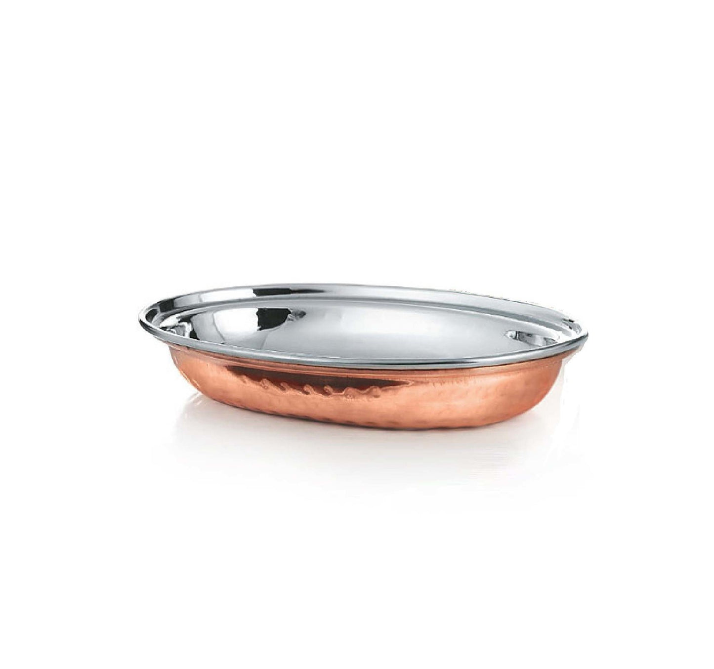 Chefline Double Wall Copper Oval Curry Dish, 18.5 cm