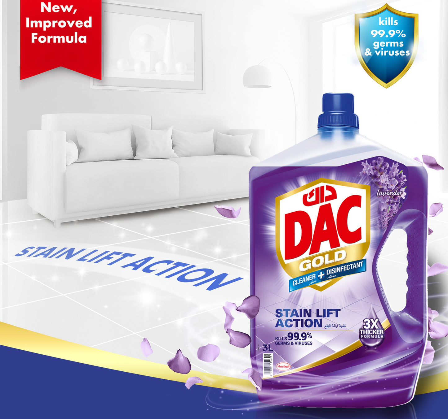 Dac Gold Multi-Purpose Disinfectant & Liquid Cleaner Lavender 3 Litres