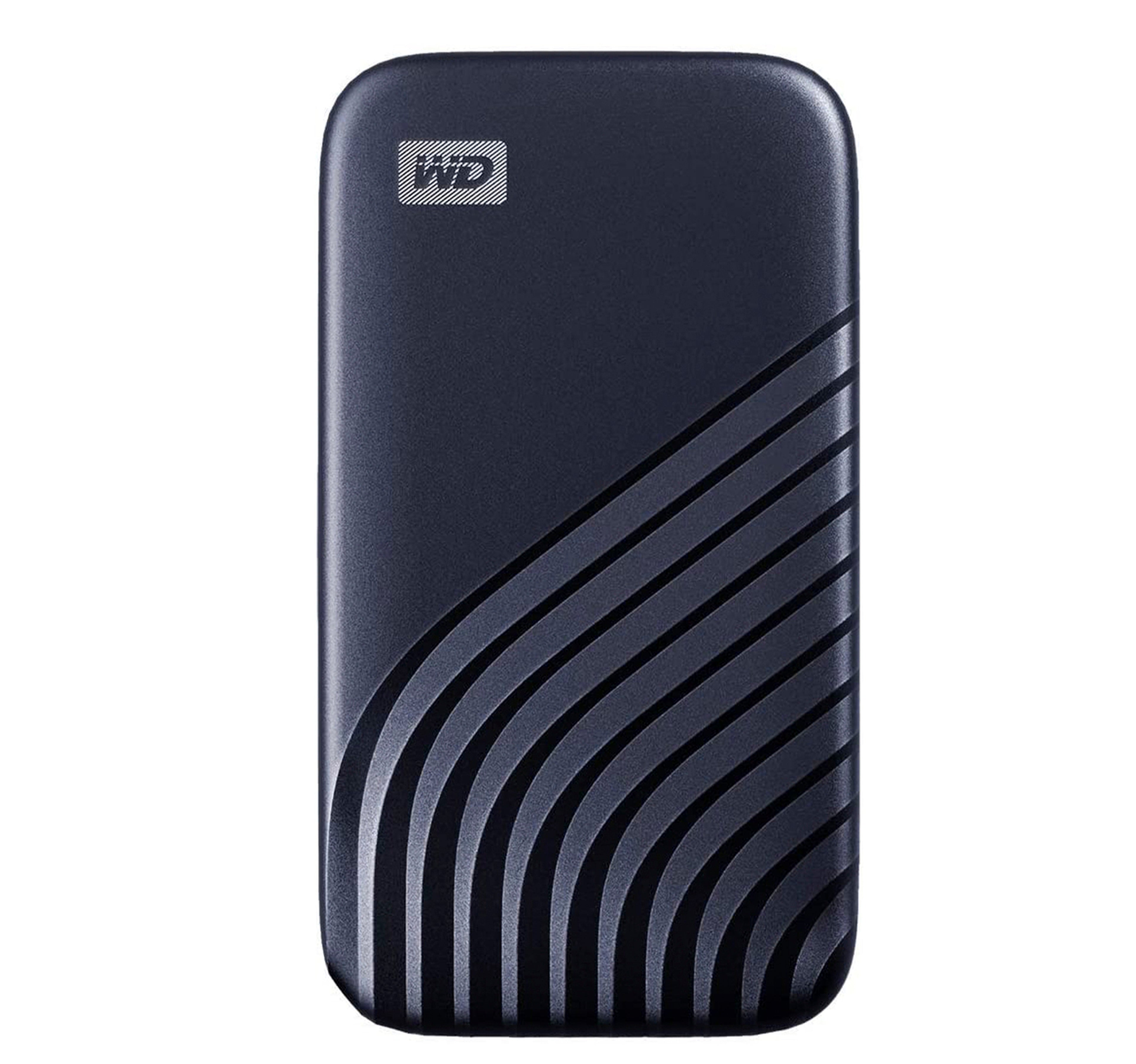 قرص My Passport™ SSD سعة 1 تيرابايت أزرق داكن، سرعة قراءة 1050 ميجابايت/ثانية، سرعة كتابة 1000 ميجابايت/ثانية، متوافق مع أجهزة الكمبيوتر الشخصية وأجهزة ماك