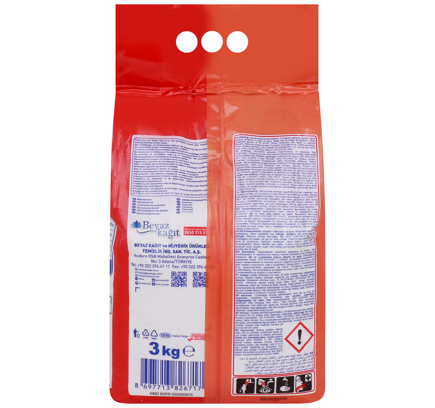 Peros Washing Powder White & Colour Front Load 3 kg