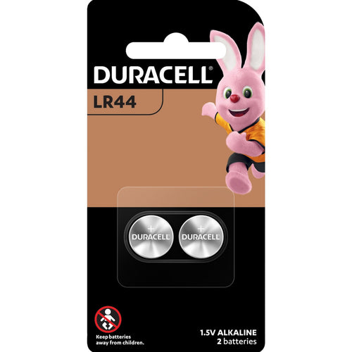 بطارية زر قلوية Duracell Specialty LR44، 1.5 فولت، عبوة من قطعتين (76A / A76 / V13GA) مناسبة للاستخدام في الألعاب والآلات الحاسبة وأجهزة القياس