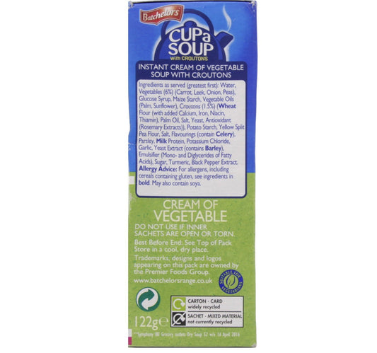 Batchelors Cup A Soup Cream of Vegetable with Croutons 122 g