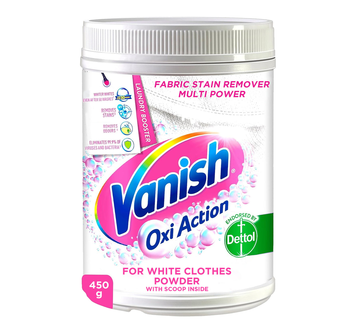 Vanish Oxi Action Stain Remover Powder White Clothes 450 g