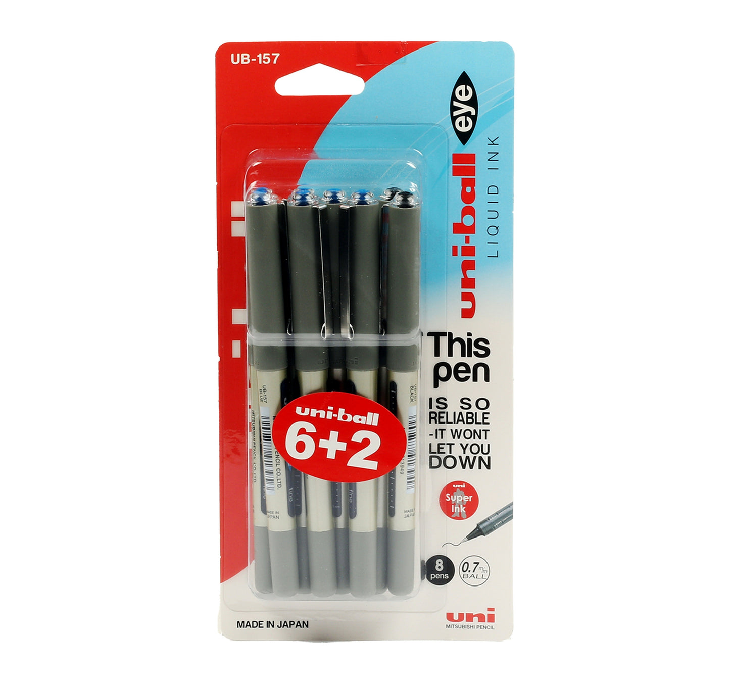 Uni-Ball Eye Refiller Pen 6 + 2 MIP-PACK-057