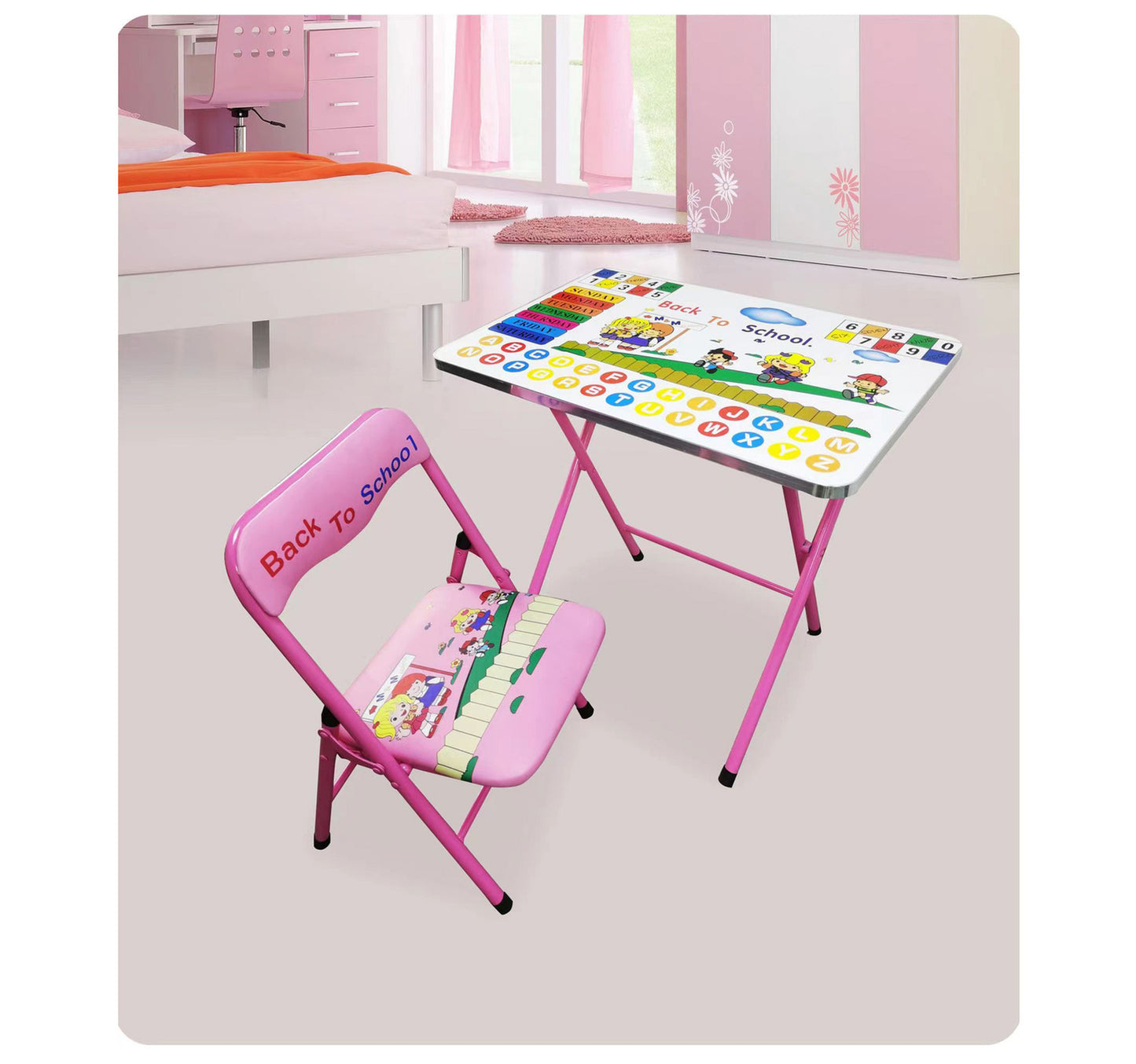 Maple Leaf Home Study Table + Chair, Pink, KT003D