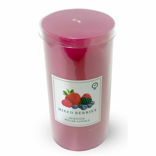 Maple Leaf Scented Pillar Candle 7.5x10cm Purple Mixed Berries