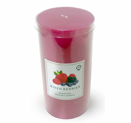 Maple Leaf Scented Pillar Candle 7.5x10cm Purple Mixed Berries