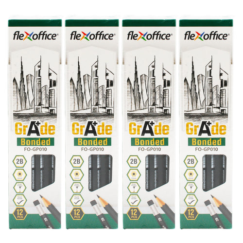 Flex Office Grade 2B Pencil Set, 4 pcs, FO-GP010