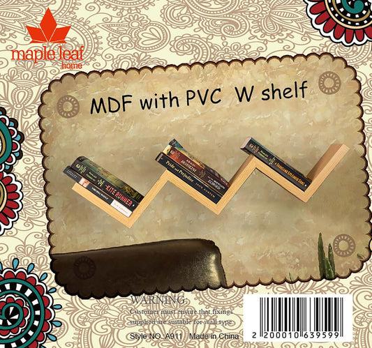 Maple Leaf Home MDF Wood With PVC W Shape Wall Shelf, Beech, A911S