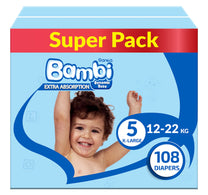 Sanita Bambi Baby Diaper Size 5 Extra Large 12-22 kg 108 pcs