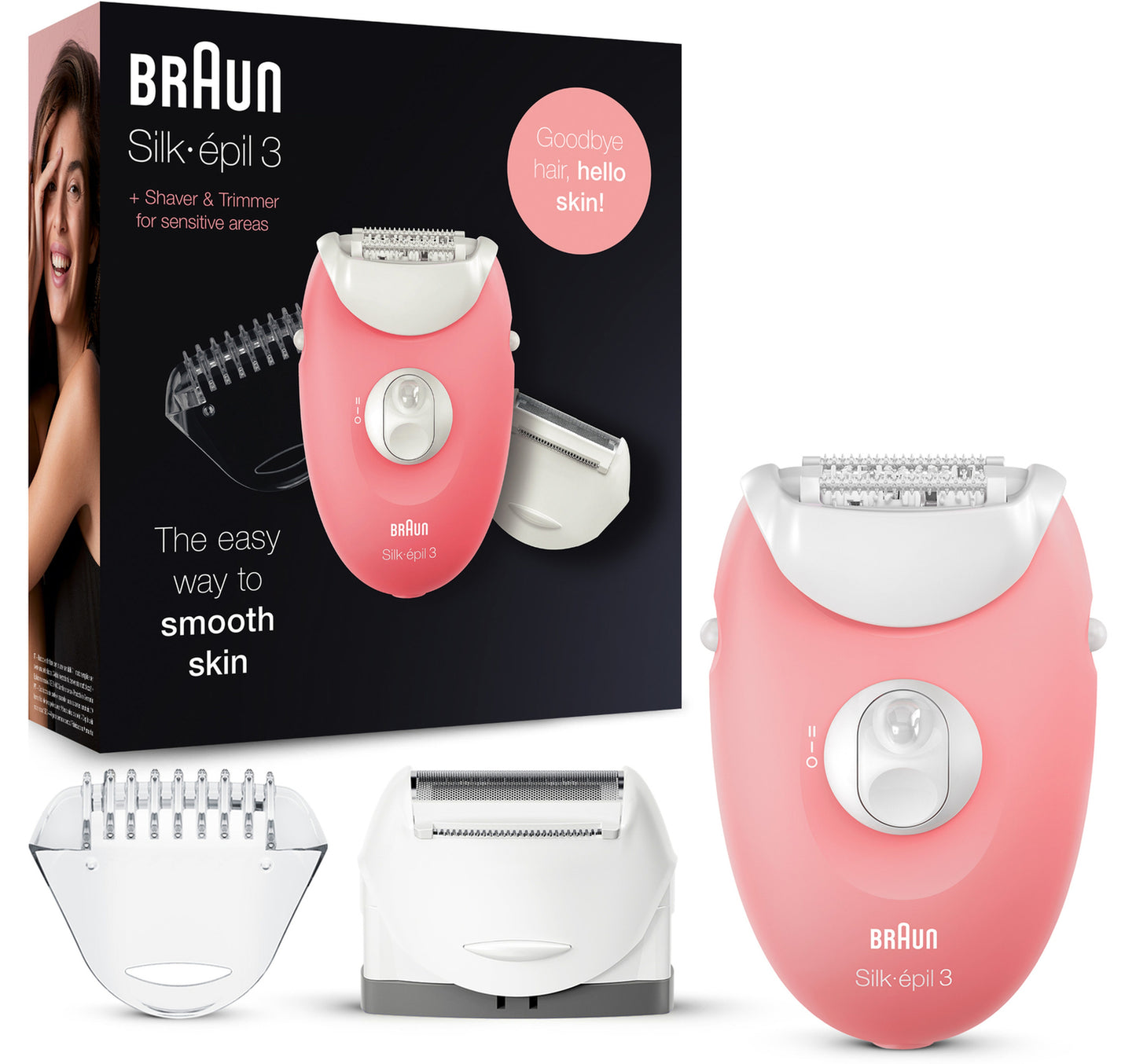 Braun Silk-Epil 3 Starter 3-in-1 Hair Removal Set For Legs and Body With Epilator SE 3-440