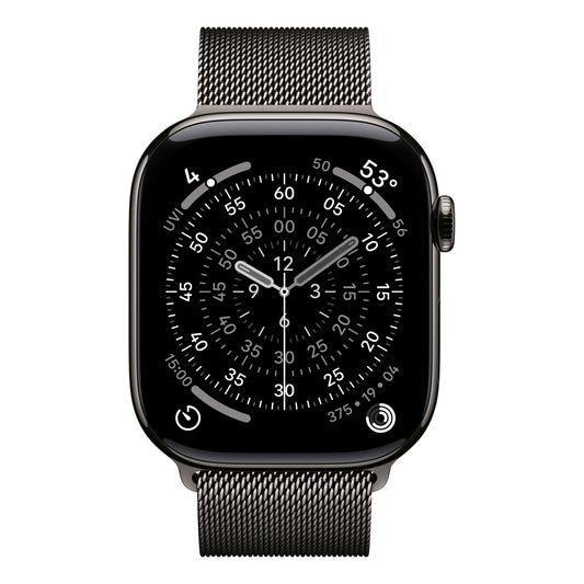 Apple Watch Series 11 GPS + Cellular Smartwatch, 46 mm Slate Titanium Case with Slate Milanese Loop (M/L), MFD44AF/A