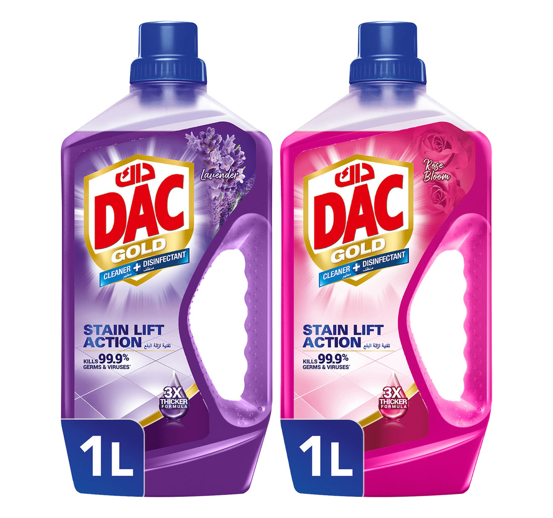 Dac Gold Disinfectant Rose Bloom 1 Litre + Lavender 1 Litre